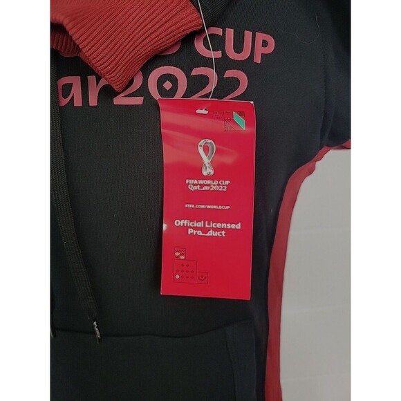 NWT Outerstuff Mens 2022 FIFA World Cup Premium Fleece Hoodie Black Red Qatar‎ M - Picture 9 of 13